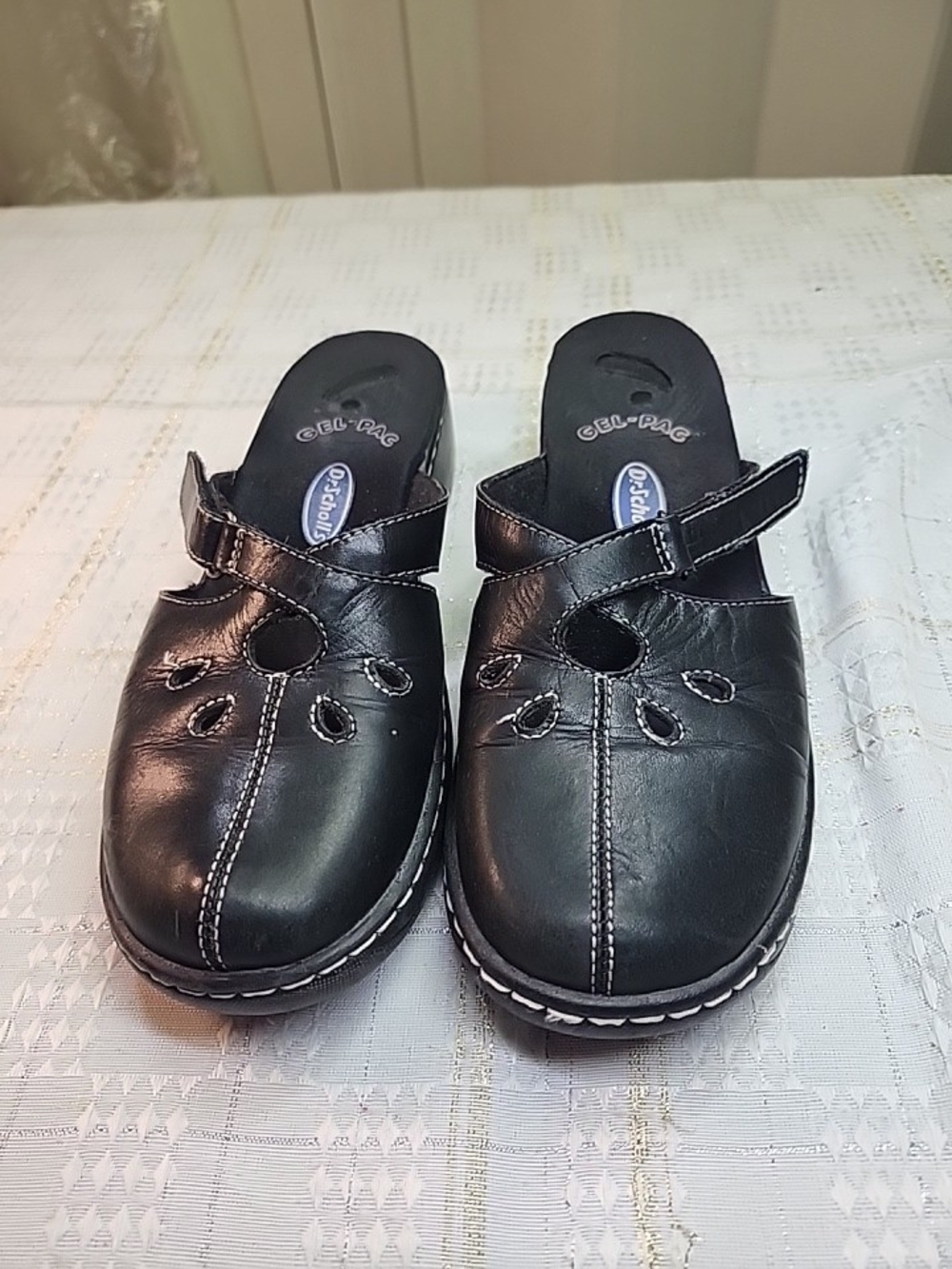 Black Slip-On Clog Mule with Adjustable Strap